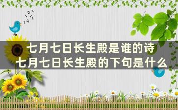 七月七日长生殿是谁的诗 七月七日长生殿的下句是什么